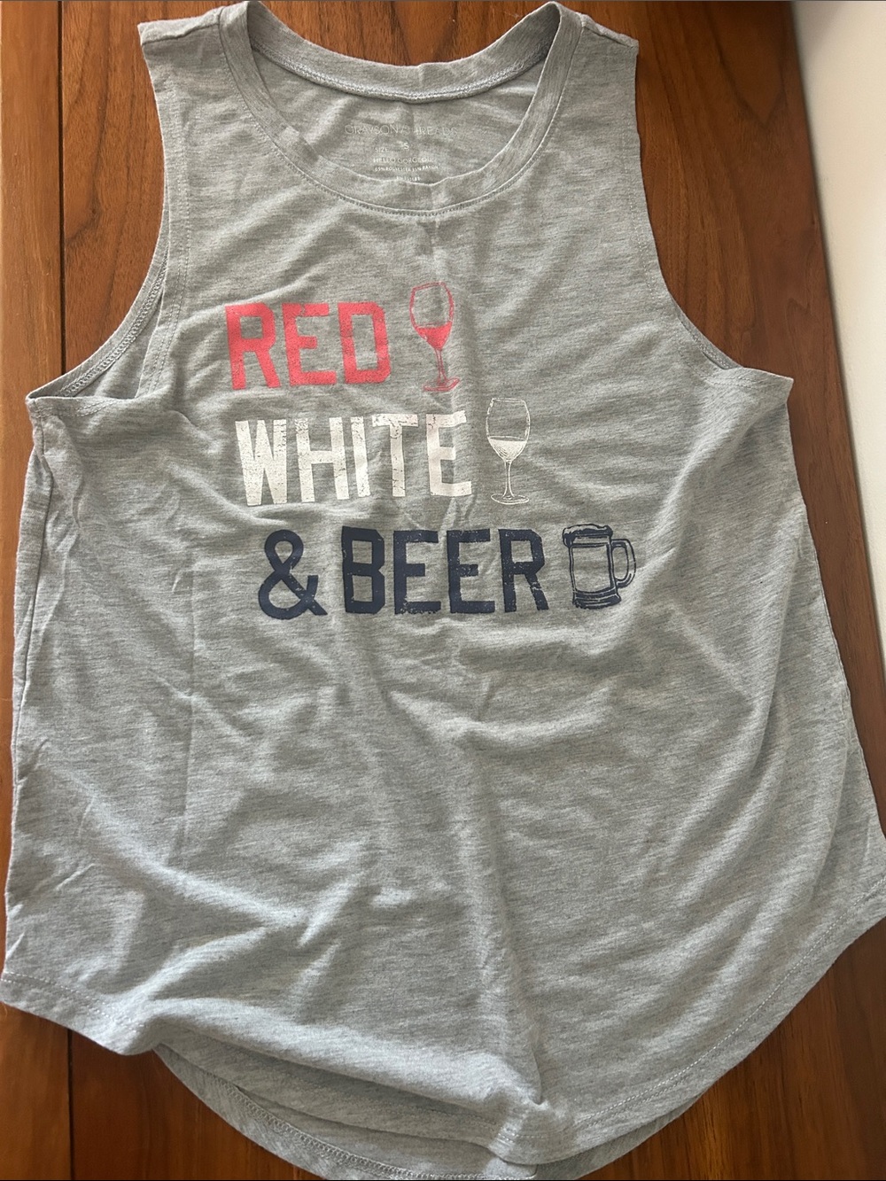 Grayson Threads "Red, White, & Beer" Graphic Muscle Tank Top Gray